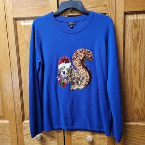 Lisa International size Large Women’s blue Embellished Ugly Christmas Sweater